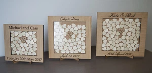 Hochzeit Dropbox, rustikales Gästebuch, Herzen, Eiche - Bild 1 von 2