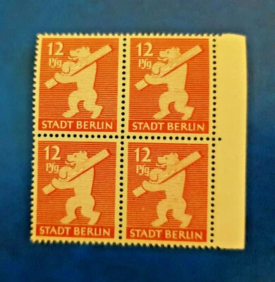 Germany Stamps Allied Occupation Berlin 12 Pfennig Block of Four Mi-Nr. 5 (16496 - Image 1 of 2