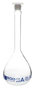 Eisco Labs 500mL Volumetric Flask - ASTM, Class A - Borosilicate Glass - Picture 1 of 2