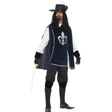 Smiffys Musketeer Male Costume, with Top, Hat, Navy (Size L)