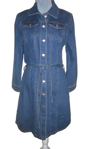 Nine West Denim Shirt Dress Women's Med Indigo Belted Vintage - Picture 1 of 3