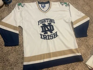 Notre Dame CCHA Starter 1990s hockey jersey M Fighting Irish White - Picture 1 of 6