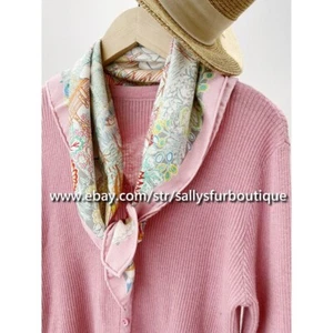 Sallys 70% Cashmere & 30% Silk Flower Print Double Face Collar Necktie Scarf 26" - Picture 1 of 9