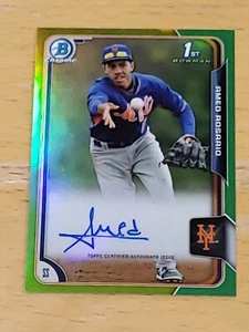 2015 Bowman Cromo Verde Rifrattore 99/99 = 1/1 Amed Rosario Autografo RC Rookie - Foto 1 di 2