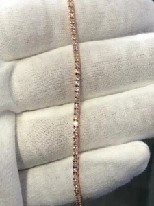 14k Rose Gold Natural Diamonds 2.28ct Classic Design Tennis Bracelet 7"L Gift - Picture 1 of 12