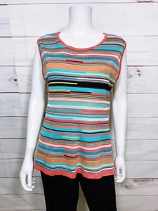 Coldwater Creek Damen Top Größe XL Mehrfarbig Gestreift Seidenmischung Ärmellos - Bild 1 von 6