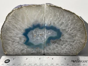 Coppia di fermalibri agata blu: 3 libbre 5,0 once qualità A+ cristallo Geode Book End CN - Foto 1 di 12