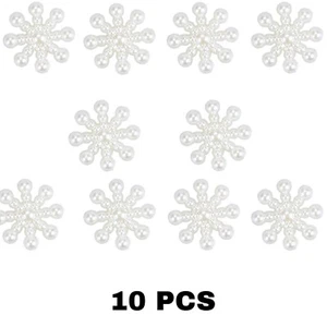 Christmas White Snowflake Flat Back Pearls Crafting DIY Embellishments 10 PCS - Picture 1 of 5