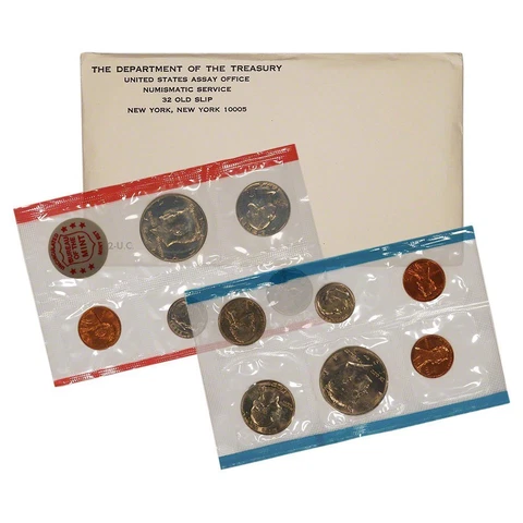 1972 P & D US Mint Set United States Original Government Packaging Box Cello Cover