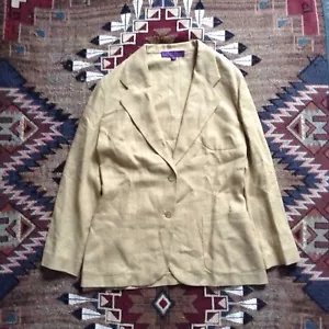 Vintage Ralph Lauren Purple Label braun Twill Knopfleiste Seide Blazer Jacke Gr. 8 - Bild 1 von 7