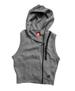 Nike Tech Fleece Women's Vest Hoodie Heather Grey Size Medium Full Zip Training - Picture 1 of 12
