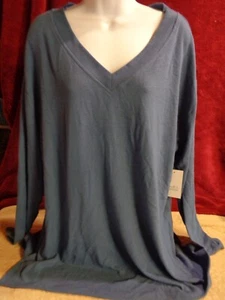 WOMEN'S NEW XL CROFT & BARROW EXTRA COZY BLUE PULLOVER TOP RAYON/POLY/SPANDEX - Picture 1 of 8