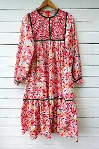 Exquisite true vintage Hildebrand Liberty London midi floral dress pinks multi S - Picture 1 of 12