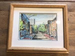 Original Vintage William Welch Central Park New York gerahmtes Aquarell Gemälde - Bild 1 von 12