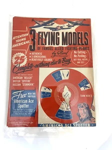 AMERICAN ACE SPOTTER 3 FLYING MODELS - 1944 VINTAGE PAPER PLANE - Picture 1 of 2