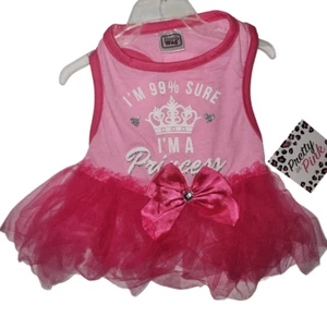 Simply Wag "Im 99% Sure I'm a Princess", Bow & Ruffle Skirt Puppy/Dog Dress, Sm. - Picture 1 of 5