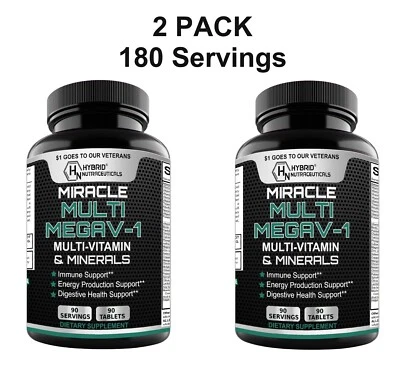 MEGAV-1 Multivitamin Tablets - Daily Vitamin Minerals with Probiotics - 2 Pack - Image 1 of 4