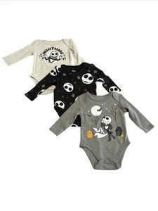 Disney Bodysuits 3 Pack 3-6 Month Nightmare Before Christmas Baby Long Sleeve - Picture 1 of 4