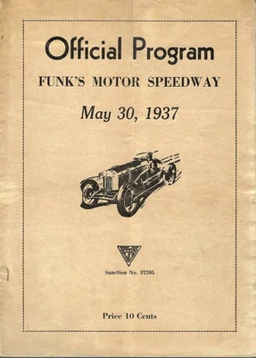 1937 Funk's Motor Speedway (IN) Program - CSRA Big Cars 0420 - Image 1 of 4