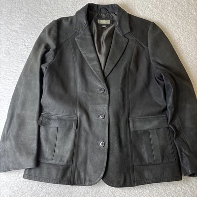 Chaqueta Blazer Mujer The Territory Ahead Negra Cuero Genuino Años 90 Y2K Talla 16 Foto 1 de 4