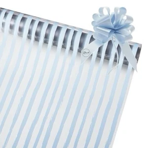 ShredAstic® Blue Stripe Cellophane Film Wrap Flowers Hamper/Bow Easter 1-20m - Picture 1 of 5