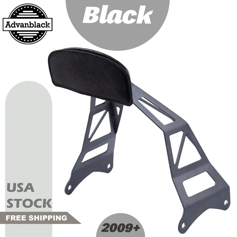 Respaldo de barra de acero inoxidable estilo MX negro para Harley Touring 2009 en adelante Foto 1 de 4