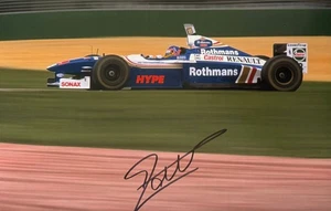 Foto autógrafa 3 firmada a mano de Jacques Villeneuve Rothmans Williams Renault 12x8 - Imagen 1 de 1
