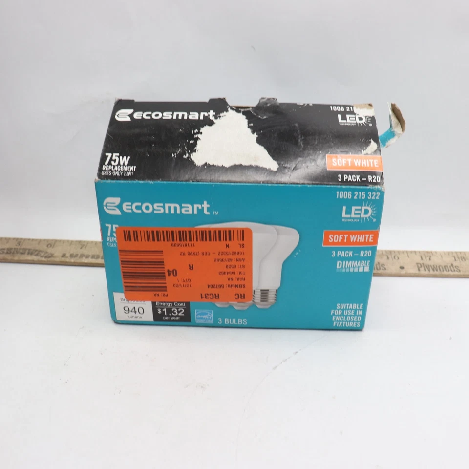 (2-Pk) Ecosmart Dimmable Energy Star LED Light Bulb Soft White R20 75W Eqv 2700K - Image 1 of 4
