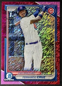 2024 Bowman Chrome 1st Fuchsia Shimmer Fernando Cruz 128/199 BCP-197 Cubs - Picture 1 of 3