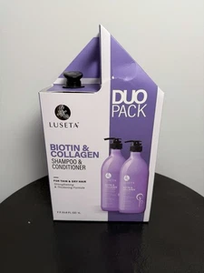(2-Pk) LUSETA BIOTIN & COLLAGEN SHAMPOO + CONDITIONER Strengthen Thin 33.8 Fl Oz - Picture 1 of 4