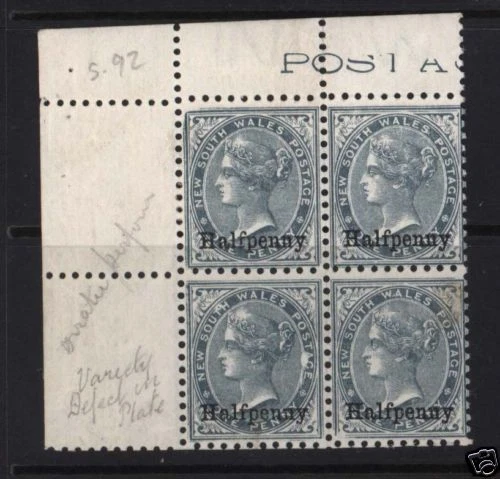 New South Wales #92 VF/NH Rare Block With Plate Flaws - Image 1 of 1