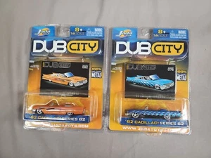 JADA TOYS 1:64 DUBCITY '62 CADILLAC SERIES 62 LOT OF 2 BLUE #076 & ORANGE #082 - Picture 1 of 12