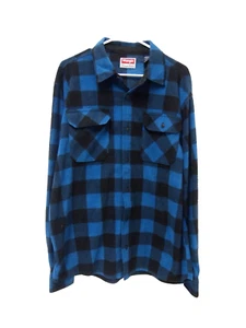 Giacca camicia pile uomo Wrangler XL blu navy bufalo check bottoni - Foto 1 di 5