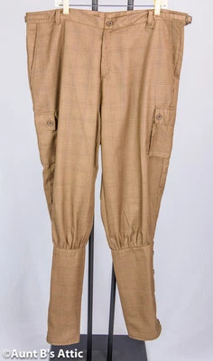  Pantalones Steampunk Para Hombre Marrón y Tostado Cuadros Algodón Airship Jodhpurs Botón Becerro   Foto 1 de 2
