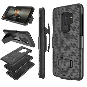 Samsung Galaxy S7 S8 S9 Plus HOLSTER GÜRTELCLIP COMBO HÜLLE ABDECKUNG MIT STICKSTÄNDER - Bild 1 von 27