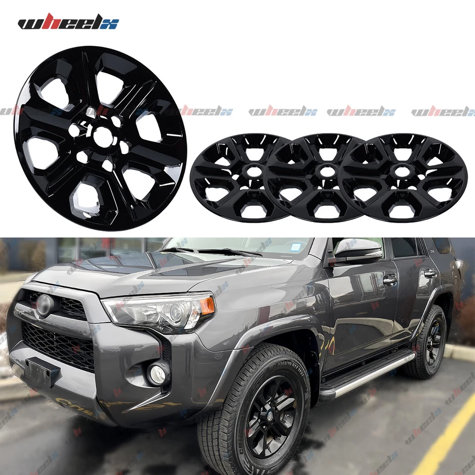 NEGRO BRILLANTE para Toyota 4 Runner SR5 2014-24 17" cubiertas de rueda tapacubos cubiertas de llanta Foto 1 de 4