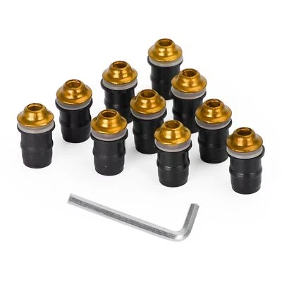 10x Aluminum M5x16mm Motorcycle Screen Bolts & Rubber Well Nuts Gold Fits Yamaha Foto 1 de 4