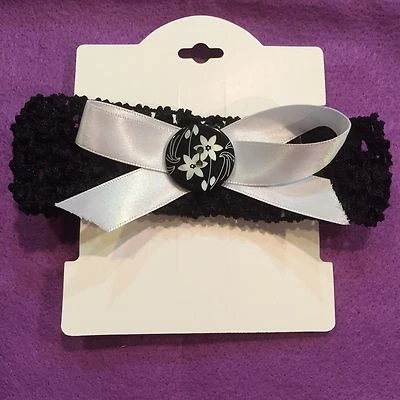 Diadema para niñas/bebés nueva sin etiquetas. Accesorio negro/blanco. Hecho a mano. ¡Envío gratis! C4 Foto 1 de 2