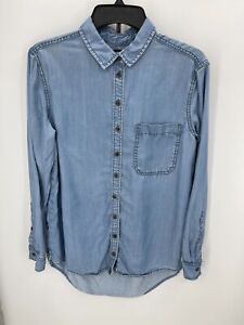 BDG Urban Outfitters Shirt Womens Small Blue Chambray Long Sleeve Button Up Y2K