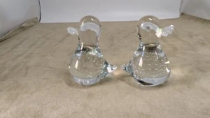 Hand Blown Glass Controlled Bubbles 2 Ducks Paperweights Bullicante Figurine - Picture 1 of 8