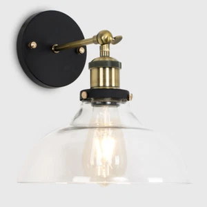 Wall Light Industrial Metal Fitting Living Room Light Clear Glass Shade LED Bulb - Picture 1 of 9