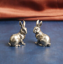 1 Pair Solid Brass Rabbit Figurines Small Rabbit Statue 35*38mm Animal Figurine
