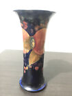 Moorcroft Trumpet Vase Pommegranite Tubelined Art Pottery England Cobalt Signed