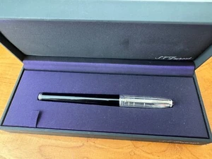 S T Dupont Fidelio Black Laque Silver Cap Rollerball Pen France 452179 - Picture 1 of 17