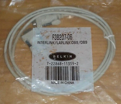 New Belkin F3B207-06 Interlink LapLink DB9 / DB9 Cable - Image 1 of 2
