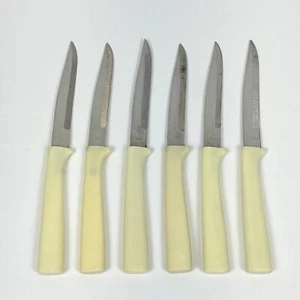 Vtg Stainless Steel Steak Knives Bakelite Handle Japan Retro Plastic Flatware 6 - Picture 1 of 10