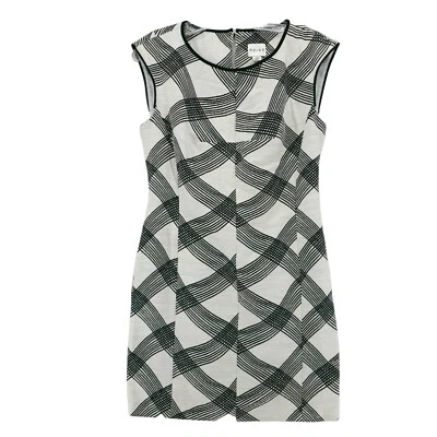 Reiss Antibes Multi Checkered Dress Black Cream Geometric Wave Textured US 8 - Image 1 of 4