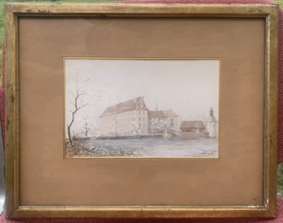Chateau de Bléssac : gouache monogramme E.V 1843 Creuse crozant aubusson neige - Photo 1/4