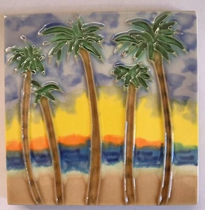 Wall Art Tile Palm Trees Sunset 4x4 Decorative Ceramic New Backsplash Gift - Picture 1 of 2