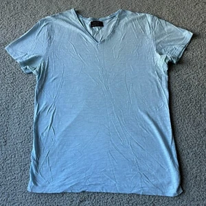 Zara Man T-Shirt Herren Small Blau Basic V-Ausschnitt Täglich Outdoor Camp Wandern Walk - Bild 1 von 8